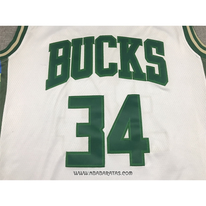 Camiseta Milwaukee Bucks Giannis Antetokounmpo #34 Ciudad 2021-22 Blanco
